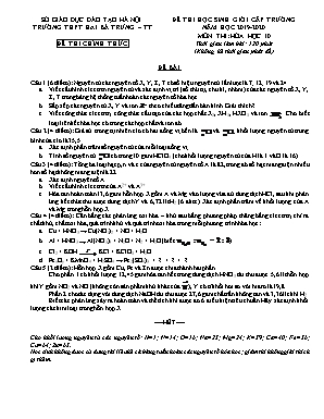 Đề thi học sinh giỏi cấp trường môn Hóa học Lớp 12 - Năm học 2019-2020 - Trường THPT Hai Bà Trưng (Có đáp án)